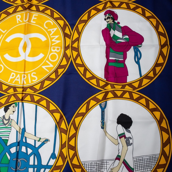 CHANEL VINTAGE RUE CABMON PARIS HOBBY SILK SCARF - Picture 5 of 8